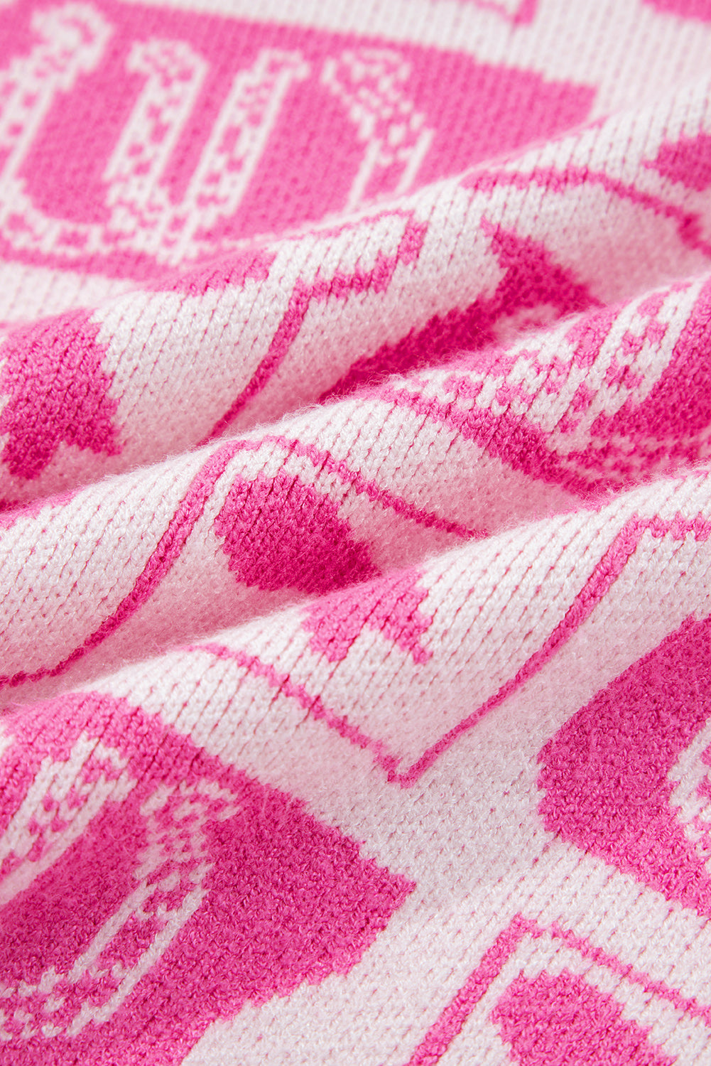 Pink Bows & Horseshoes Pattern Western Fashion Print Sweater-TOPS / DRESSES-[Adult]-[Female]-2022 Online Blue Zone Planet