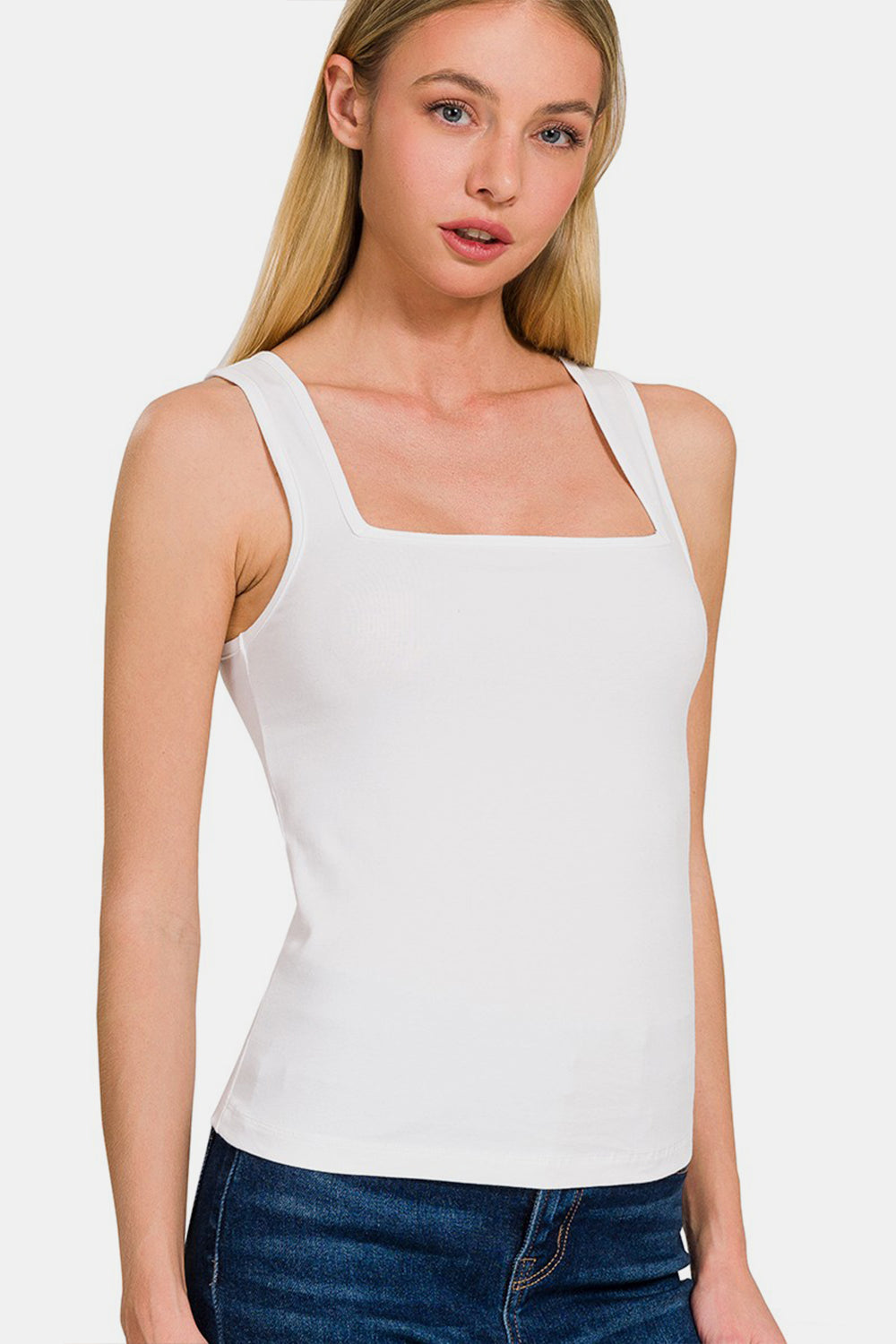 Zenana Square Neck Cropped Tank-TOPS / DRESSES-[Adult]-[Female]-2022 Online Blue Zone Planet