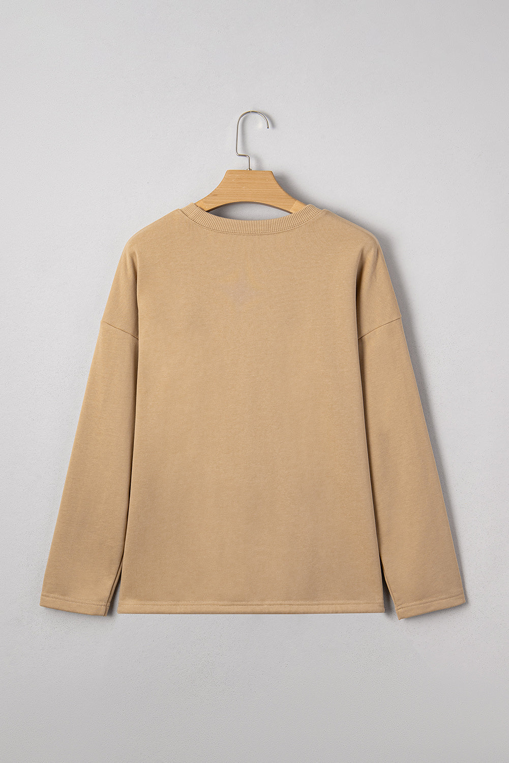 Khaki 88 Number Graphic Drawstring Hemline Oversize Long Sleeve Top-Tops/Long Sleeve Tops-[Adult]-[Female]-2022 Online Blue Zone Planet