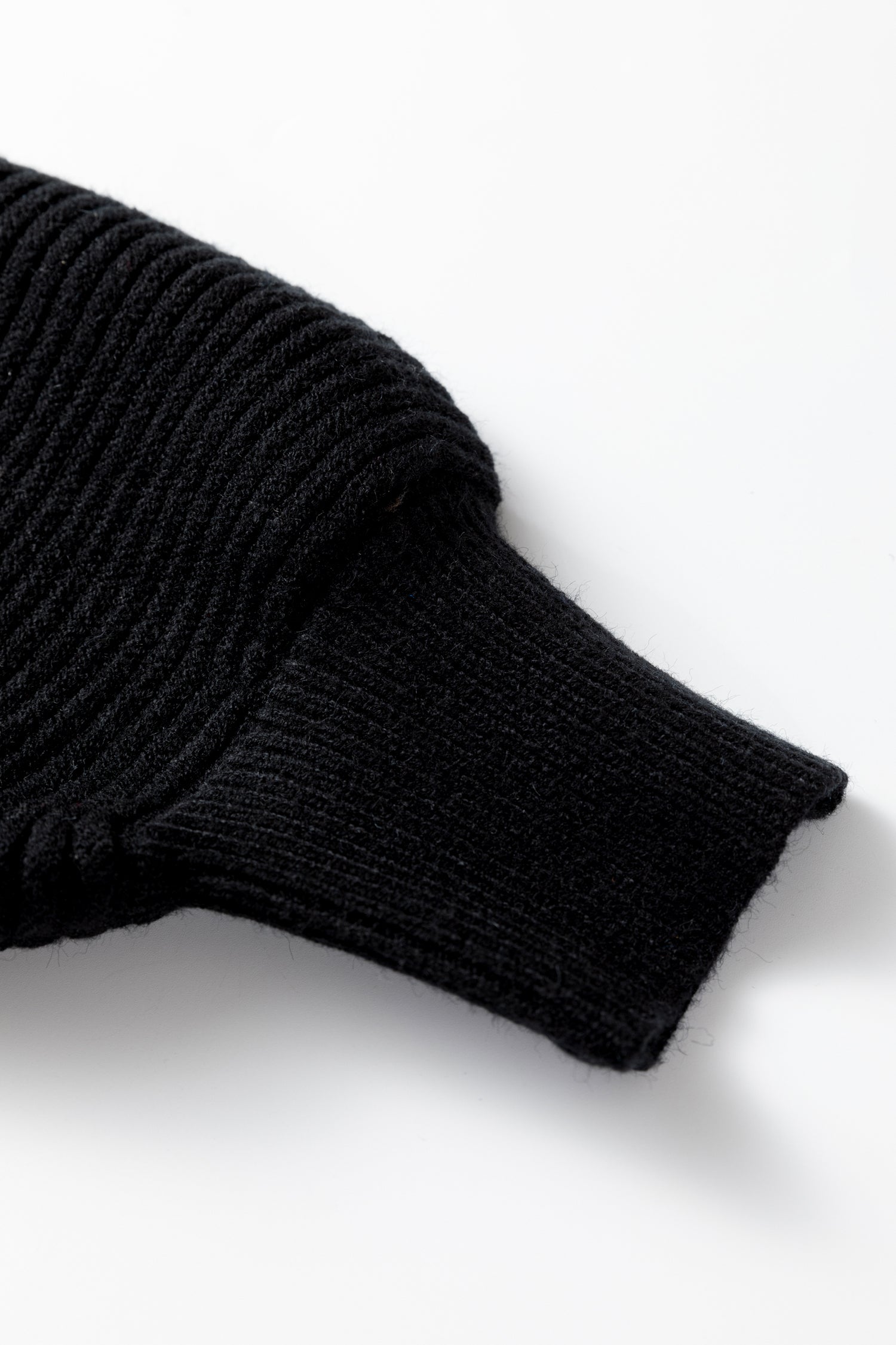 Black High Neck Puff Sleeve Sweater Pleated Mini Skirt 2pcs Knitted Outfit-TOPS / DRESSES-[Adult]-[Female]-2022 Online Blue Zone Planet