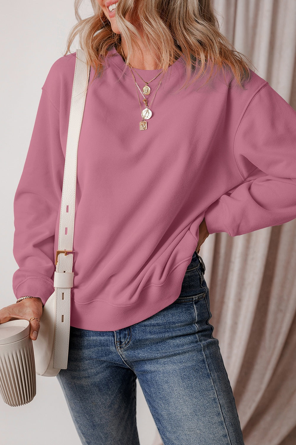 Round Neck Long Sleeve Sweatshirt-TOPS / DRESSES-[Adult]-[Female]-2022 Online Blue Zone Planet