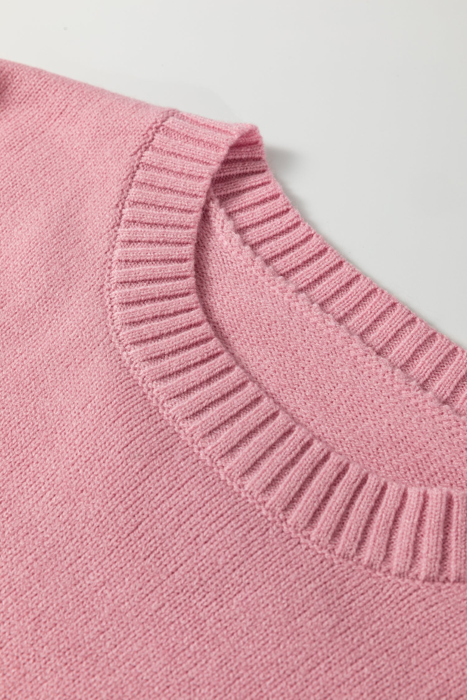 Light Pink Plaid Heart Embroidered Cuffed Drop Shoulder Crew Neck Sweater-Sweaters & Cardigans/Sweaters-[Adult]-[Female]-2022 Online Blue Zone Planet