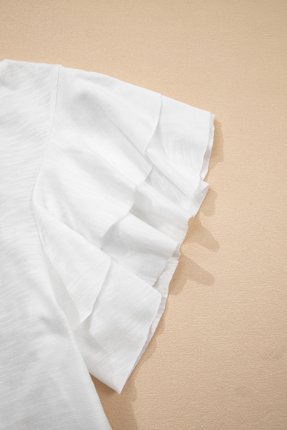 White Layered Ruffle Short Sleeve Round Neck Top-Tops/Tops & Tees-[Adult]-[Female]-2022 Online Blue Zone Planet