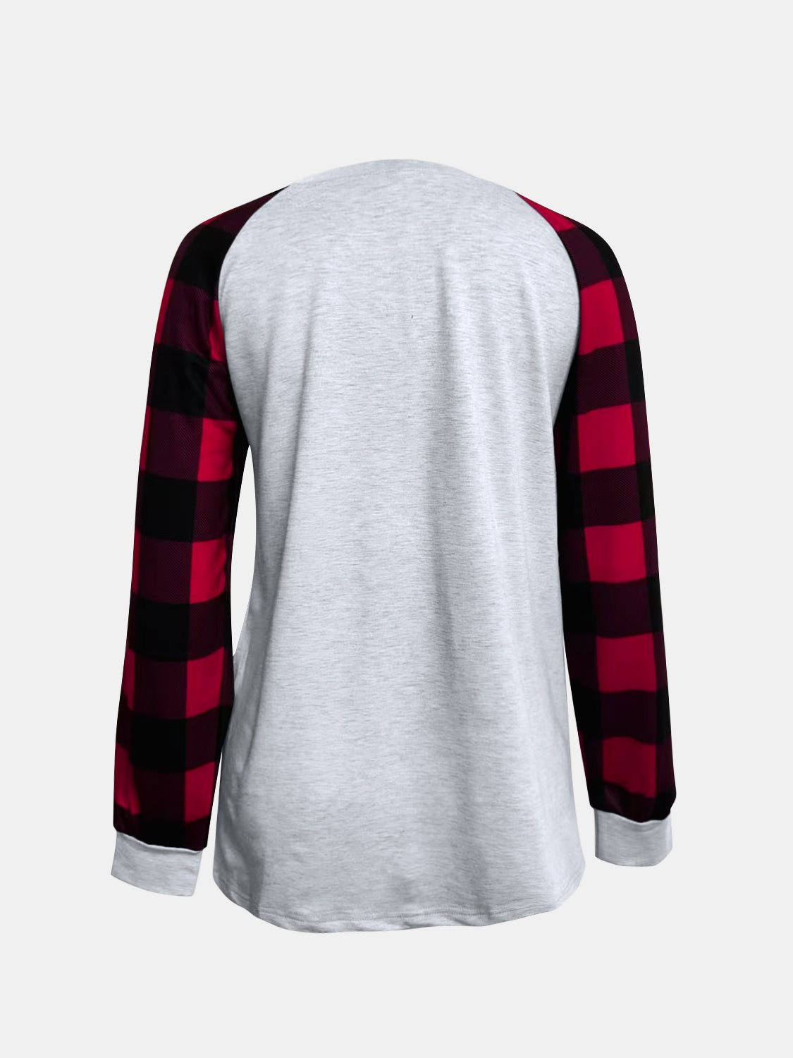 Full Size Graphic Plaid Round Neck Long Sleeve T-Shirt-TOPS / DRESSES-[Adult]-[Female]-2022 Online Blue Zone Planet