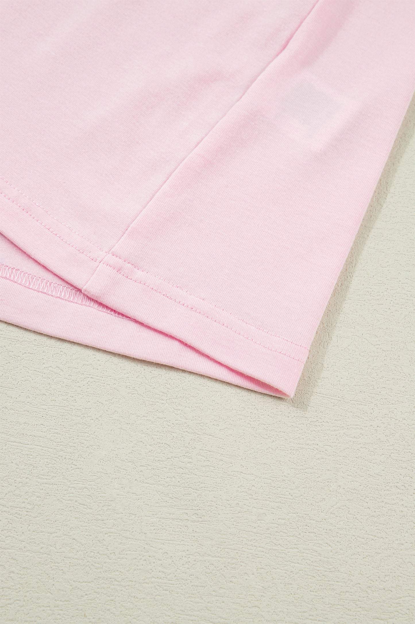 Light Pink Three Sweet Hearts Printed Sequin Trim Contrast Sleeve Patchwork Tee-Tops/Tops & Tees-[Adult]-[Female]-2022 Online Blue Zone Planet