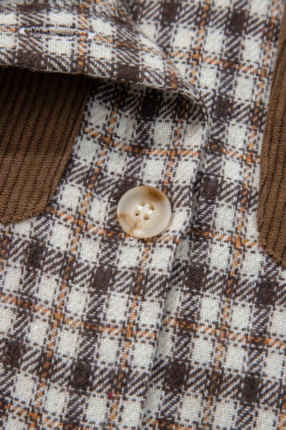 Casual Contrast Corduroy Flap Pocket Patchwork Plaid Shacket-Outerwear/Plaid Shackets-[Adult]-[Female]-2022 Online Blue Zone Planet