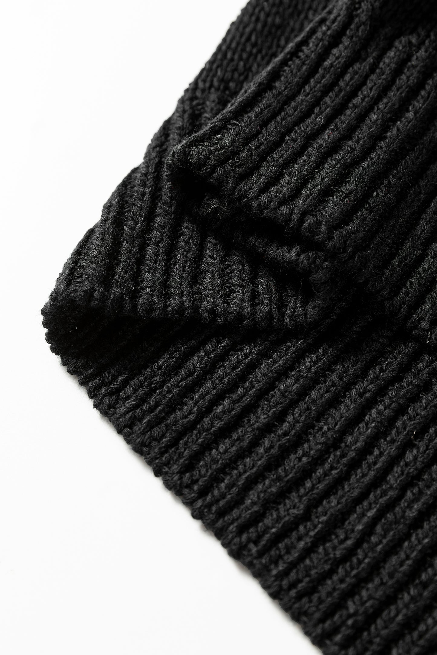 Black Solid V Neck Pointelle Knit Sleeve Patchwork Sweater-TOPS / DRESSES-[Adult]-[Female]-2022 Online Blue Zone Planet