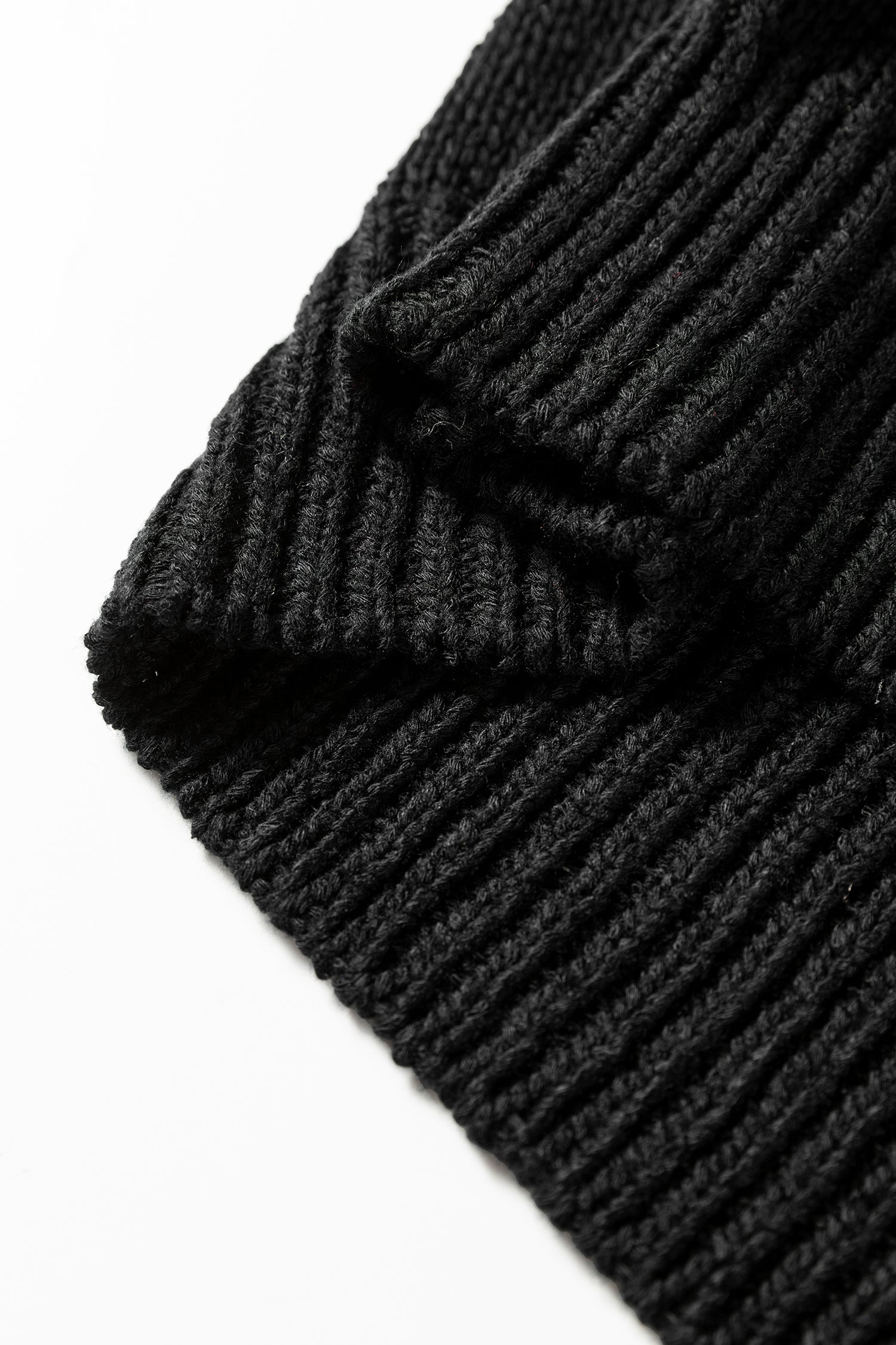 Black Solid V Neck Pointelle Knit Sleeve Patchwork Sweater-TOPS / DRESSES-[Adult]-[Female]-2022 Online Blue Zone Planet