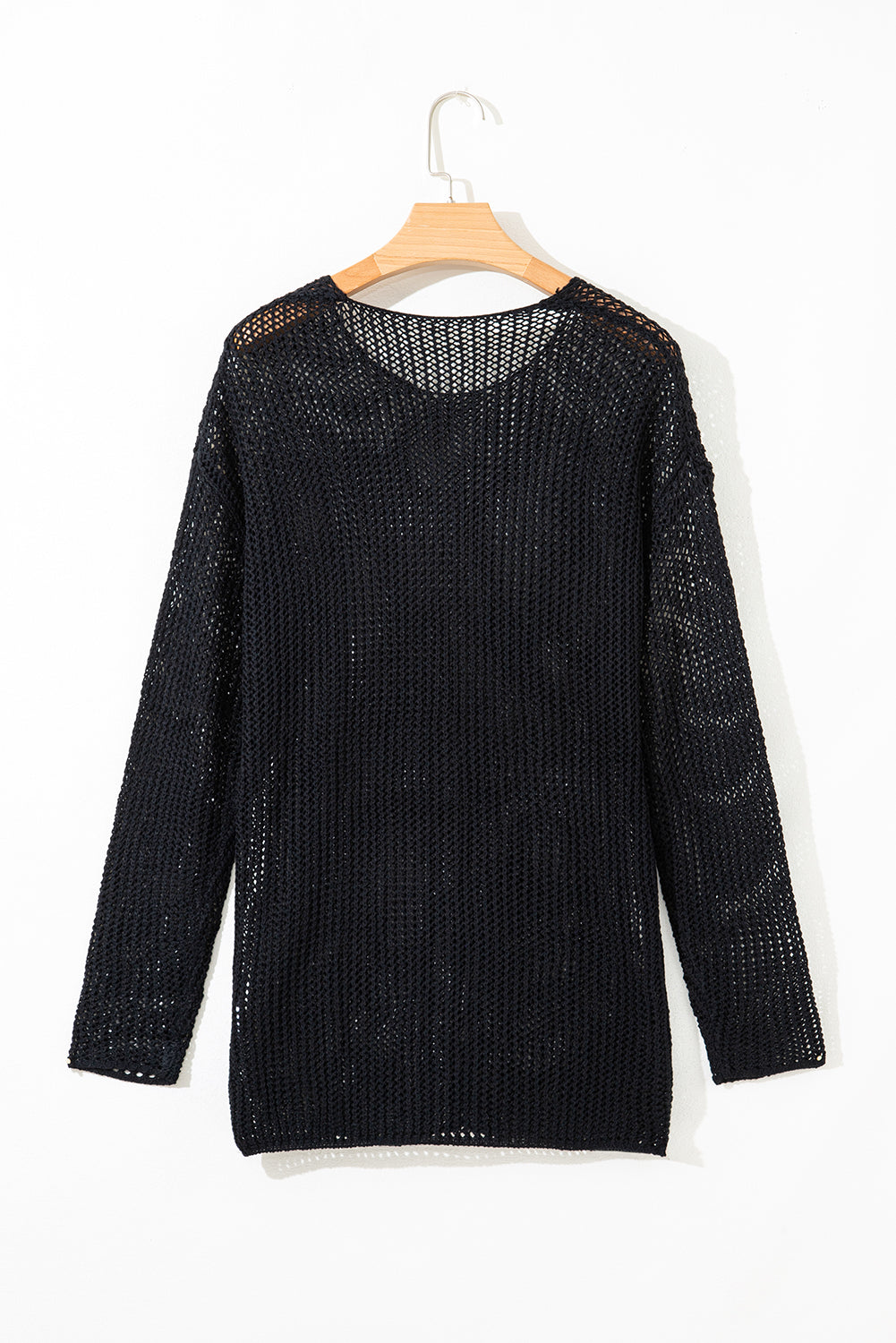 Black Crochet Hollow-Out Jumper Top Sweater-Sweaters & Cardigans/Sweaters-[Adult]-[Female]-2022 Online Blue Zone Planet