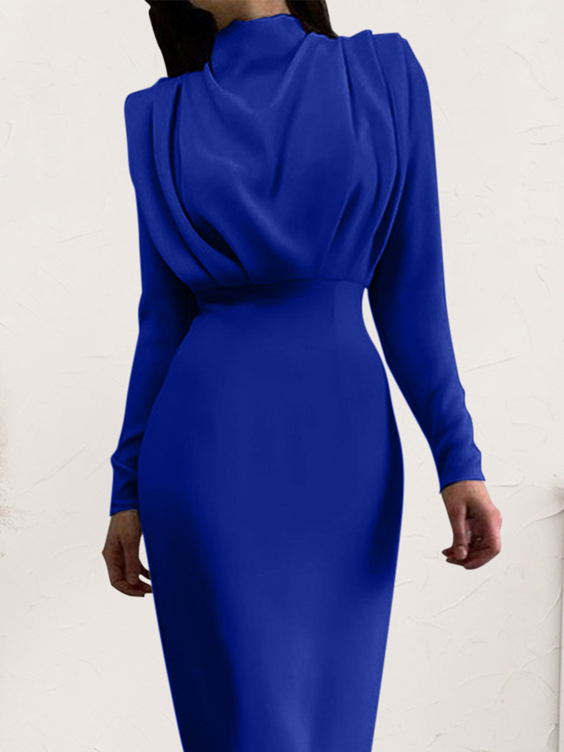 Blue Zone Planet |  Ruched Turtleneck Long Sleeve Dress BLUE ZONE PLANET