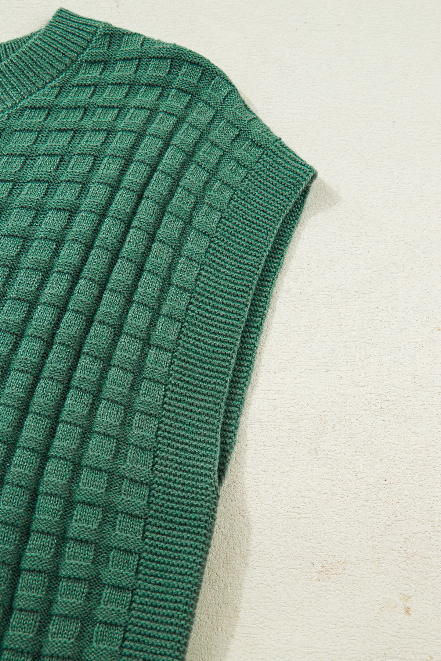 Mist Green Solid Color Round Neck Textured Short Sleeve Sweater-TOPS / DRESSES-[Adult]-[Female]-2022 Online Blue Zone Planet