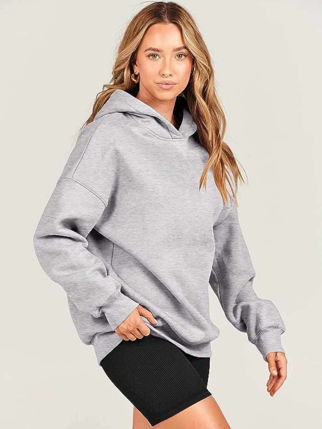 Dropped Shoulder Long Sleeve Hoodie-TOPS / DRESSES-[Adult]-[Female]-2022 Online Blue Zone Planet