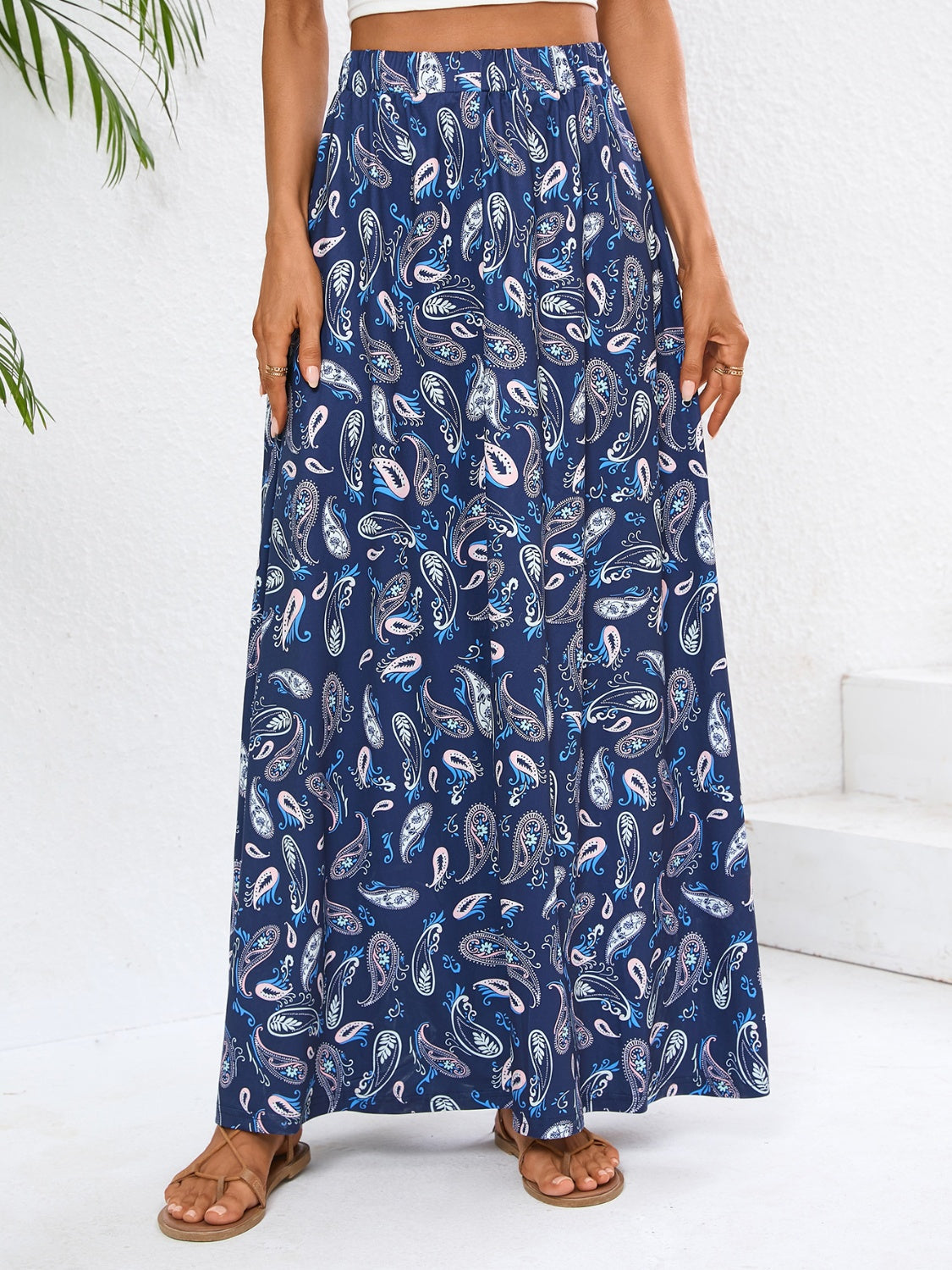 Printed Maxi Skirt-BOTTOMS SIZES SMALL MEDIUM LARGE-[Adult]-[Female]-2022 Online Blue Zone Planet