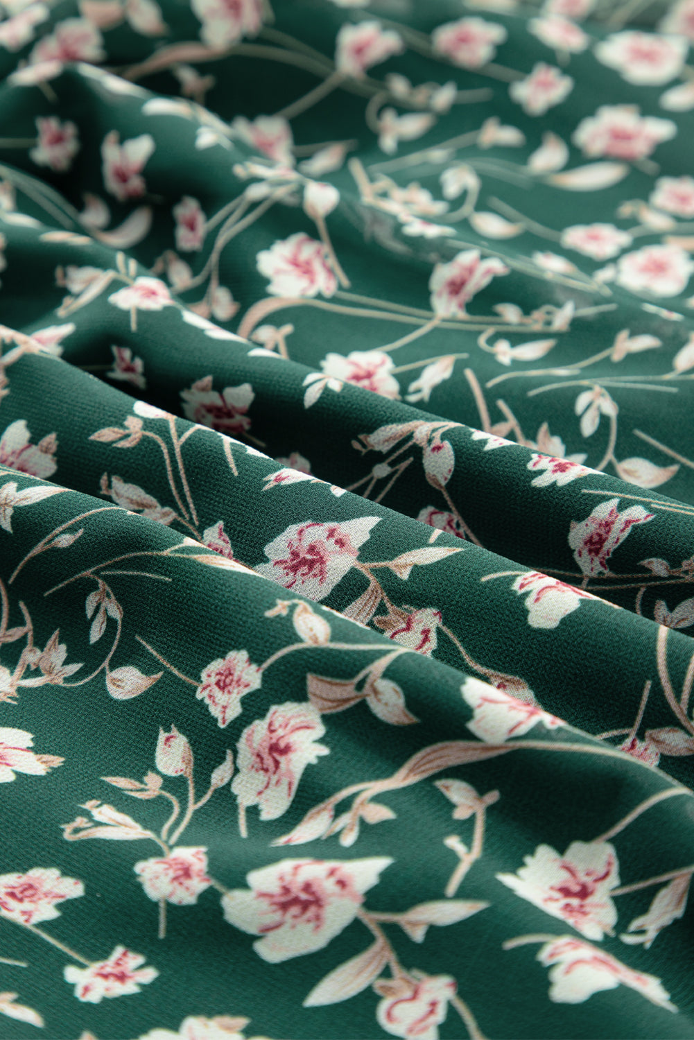 Green Smocked Square Neck Puff Short Sleeve Floral Dress-TOPS / DRESSES-[Adult]-[Female]-2022 Online Blue Zone Planet