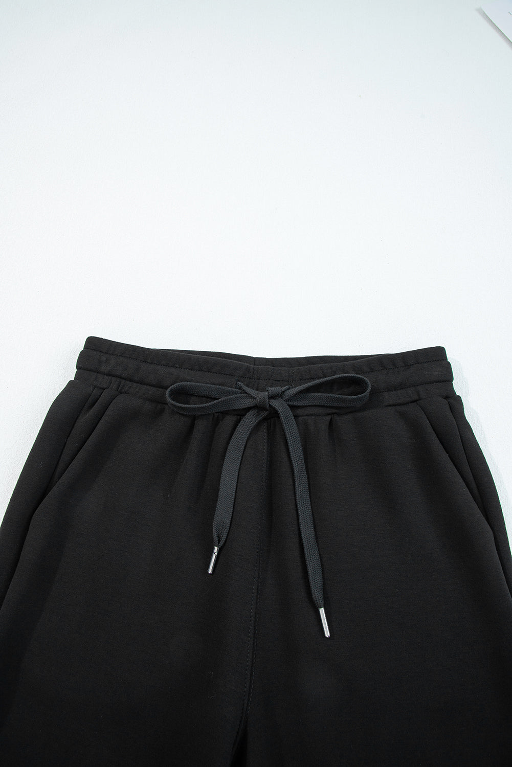 Black Zip Collar Long Sleeve Top Drawstring Pants Set-Two Piece Sets/Pant Sets-[Adult]-[Female]-2022 Online Blue Zone Planet