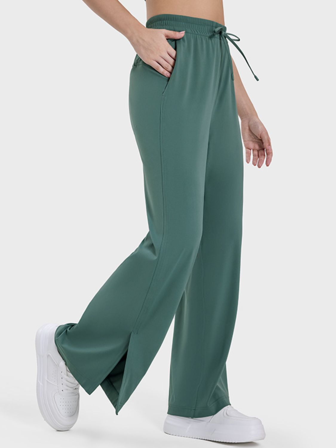 Millennia Slit Wide Leg Active Pants-BOTTOMS SIZES SMALL MEDIUM LARGE-[Adult]-[Female]-2022 Online Blue Zone Planet