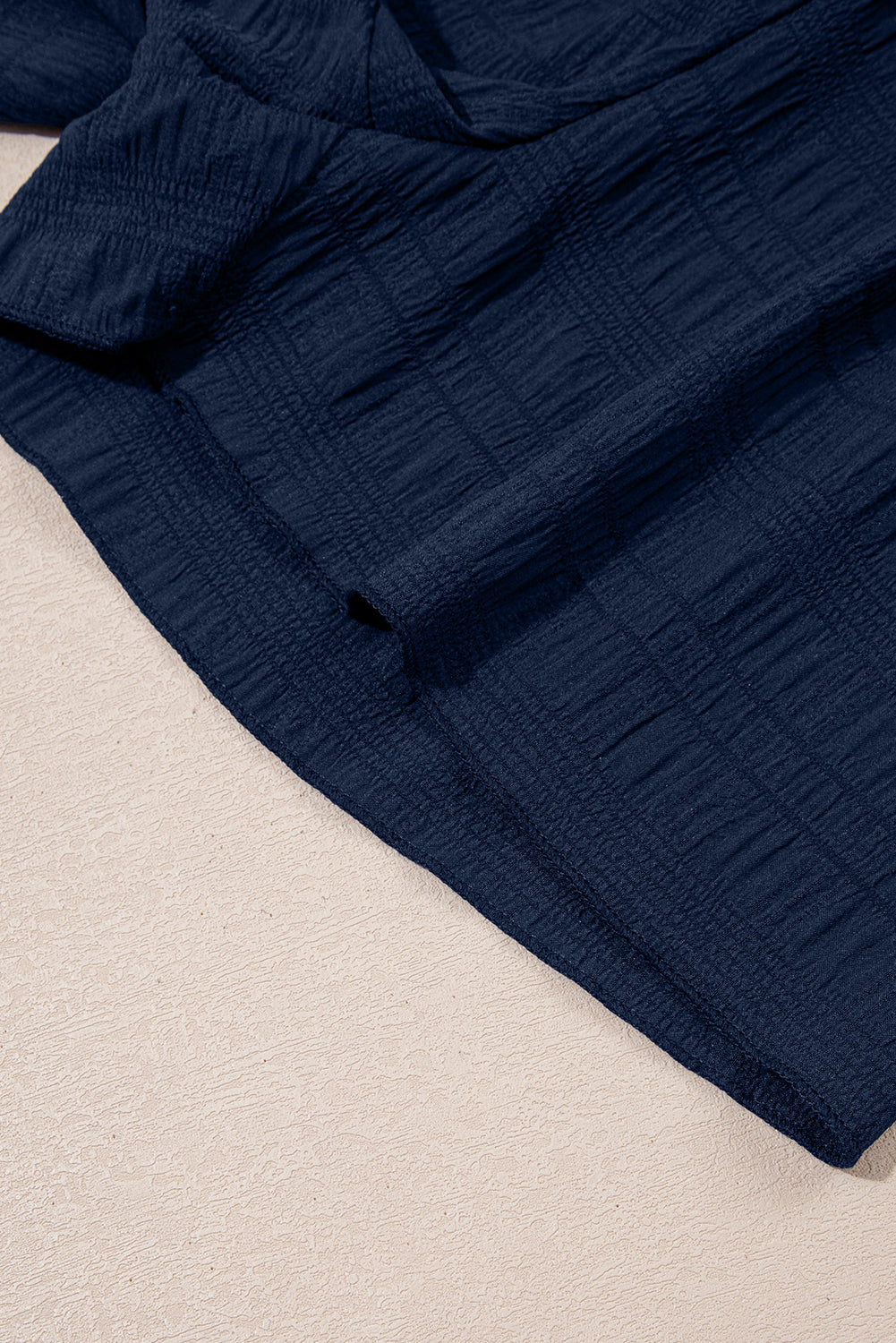 Dirty Blue Textured Square Neck Top And Shirred High Waist Shorts Set-Two Piece Sets/Short Sets-[Adult]-[Female]-2022 Online Blue Zone Planet