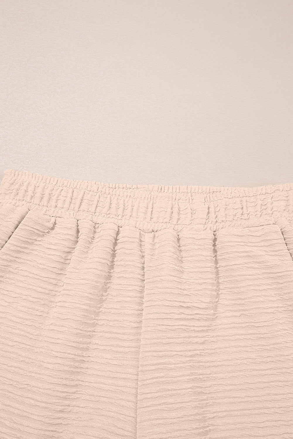 Apricot Textured V Neck T Shirt And Shorts Set-Two Piece Sets/Short Sets-[Adult]-[Female]-2022 Online Blue Zone Planet