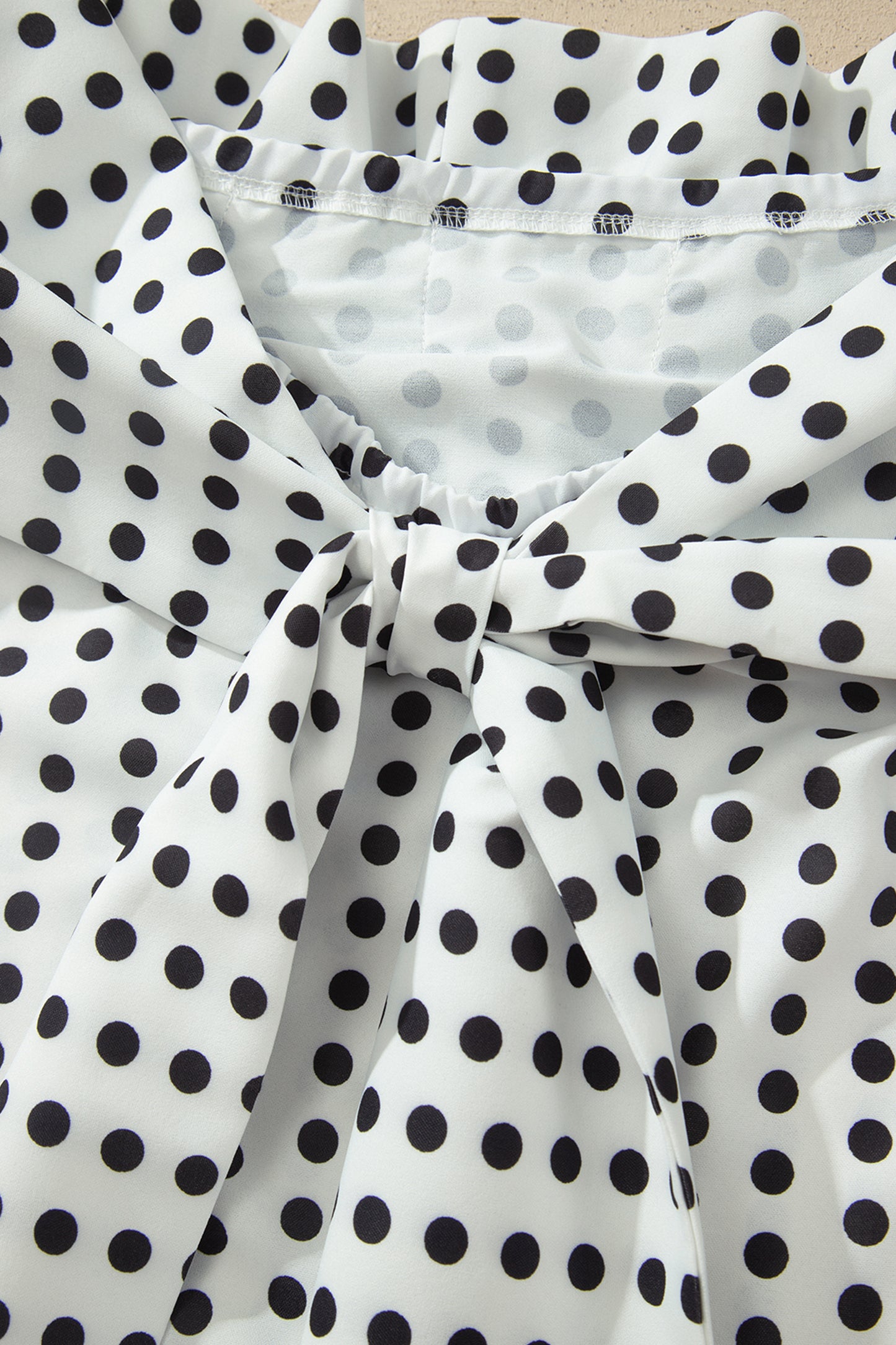 White Polka Dot Off Shoulder Bow Knot Short Sleeve Blouse-Tops/Blouses & Shirts-[Adult]-[Female]-2022 Online Blue Zone Planet