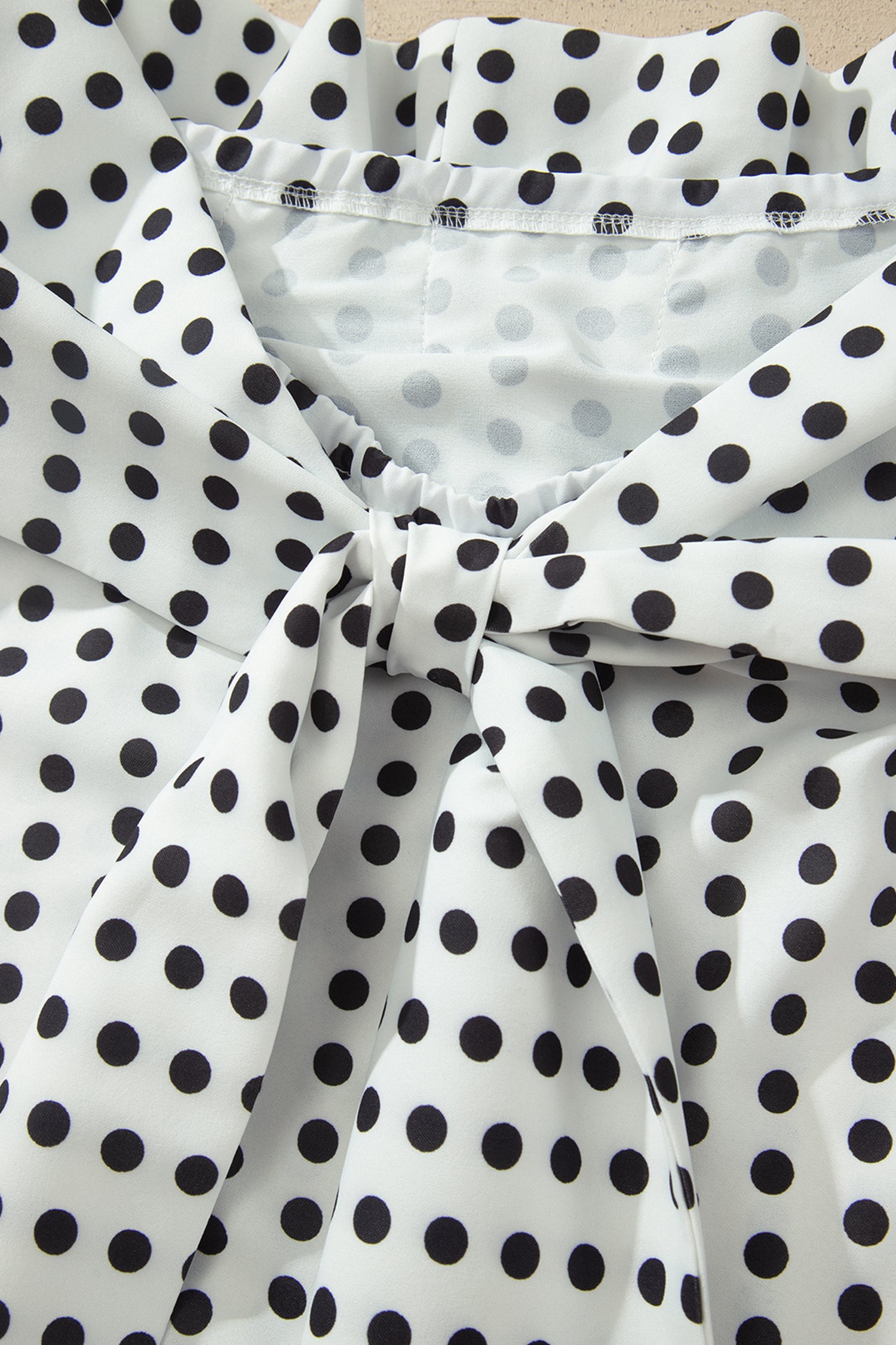 White Polka Dot Off Shoulder Bow Knot Short Sleeve Blouse-Tops/Blouses & Shirts-[Adult]-[Female]-2022 Online Blue Zone Planet