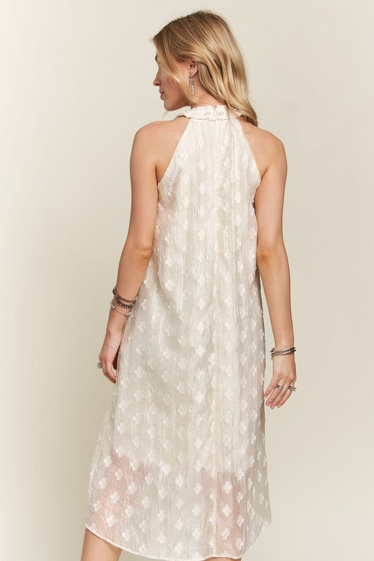 ADORA Applique Pearl Detail Grecian Neck Midi Dress-TOPS / DRESSES-[Adult]-[Female]-2022 Online Blue Zone Planet