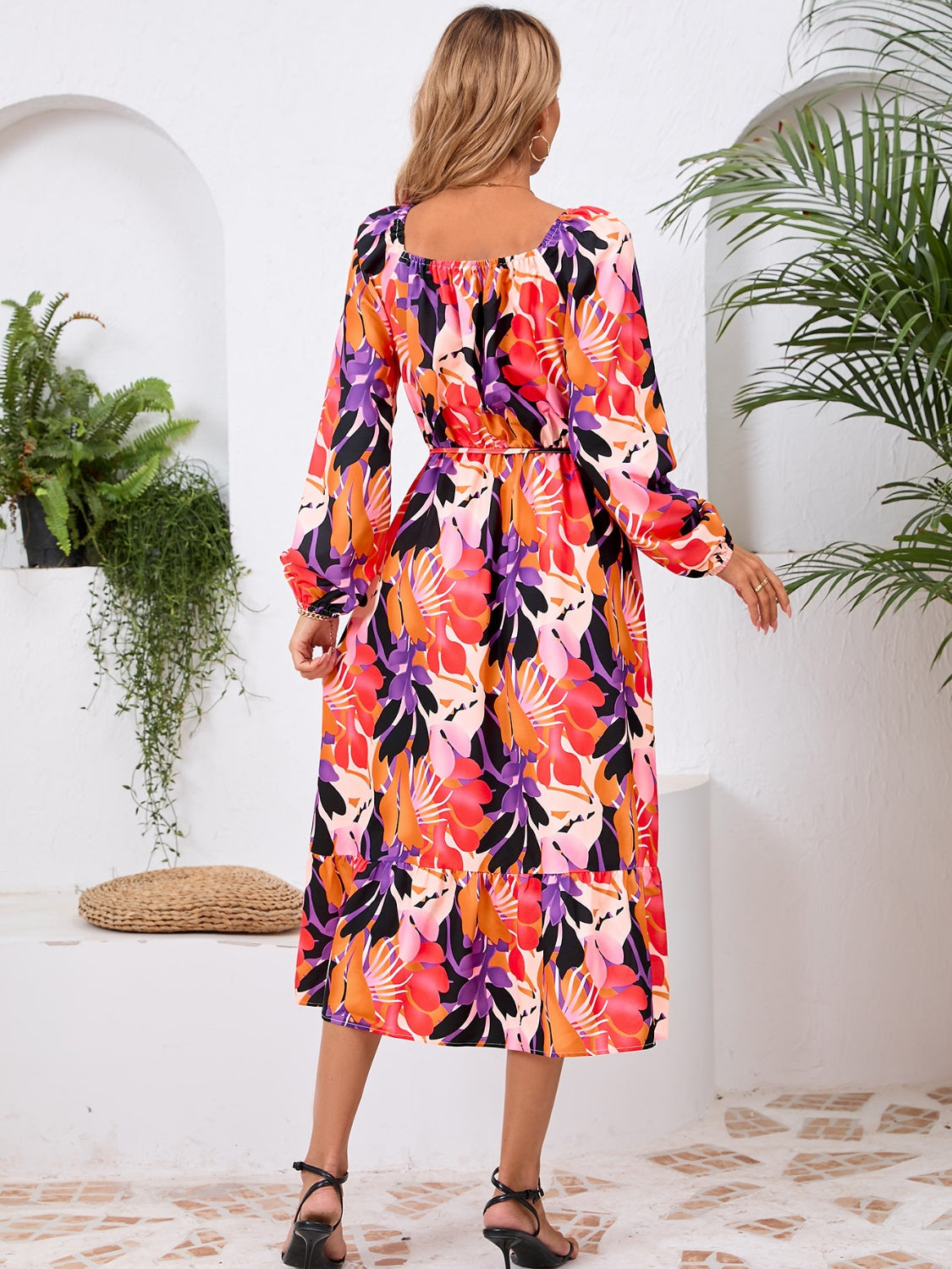 Printed Long Sleeve Midi Dress-TOPS / DRESSES-[Adult]-[Female]-2022 Online Blue Zone Planet