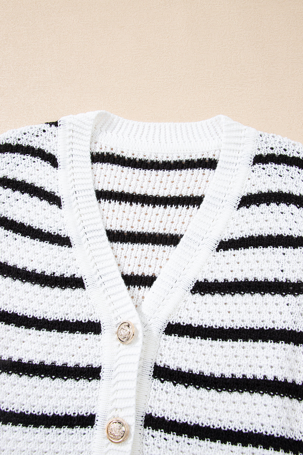 Sky Blue Stripe V Neck Gold Buttons Elegant Sweater Vest-TOPS / DRESSES-[Adult]-[Female]-2022 Online Blue Zone Planet