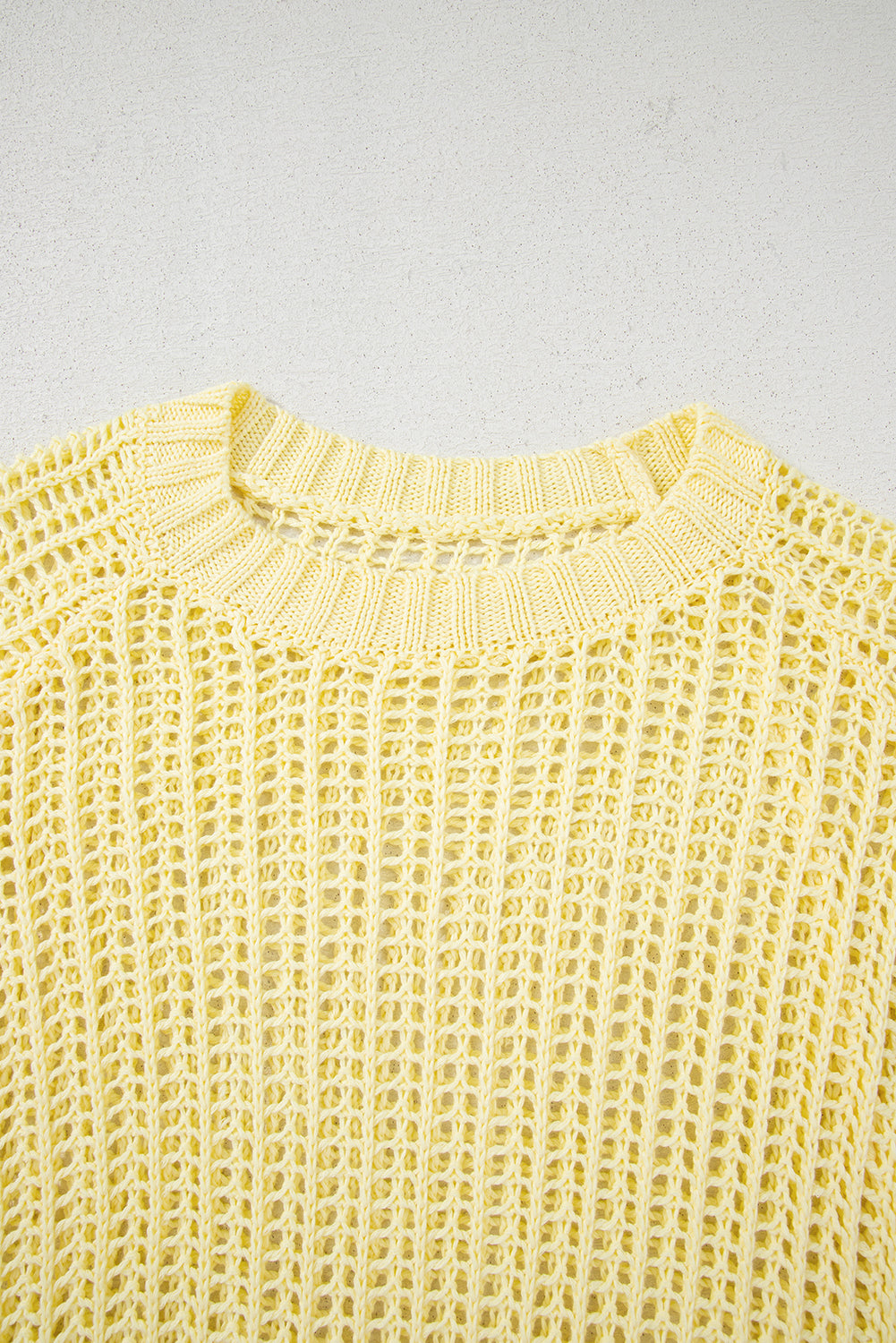 Yellow Cream Hollow-Out Crochet Side Tied Short Sleeve Sweater-TOPS / DRESSES-[Adult]-[Female]-2022 Online Blue Zone Planet