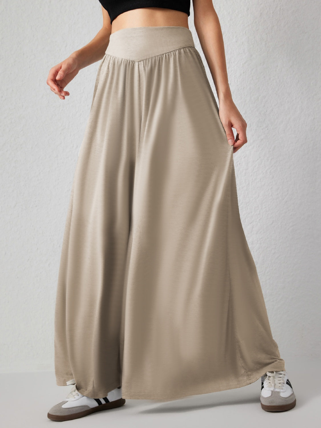 High Waist Wide Leg Pants-BOTTOMS SIZES SMALL MEDIUM LARGE-[Adult]-[Female]-2022 Online Blue Zone Planet