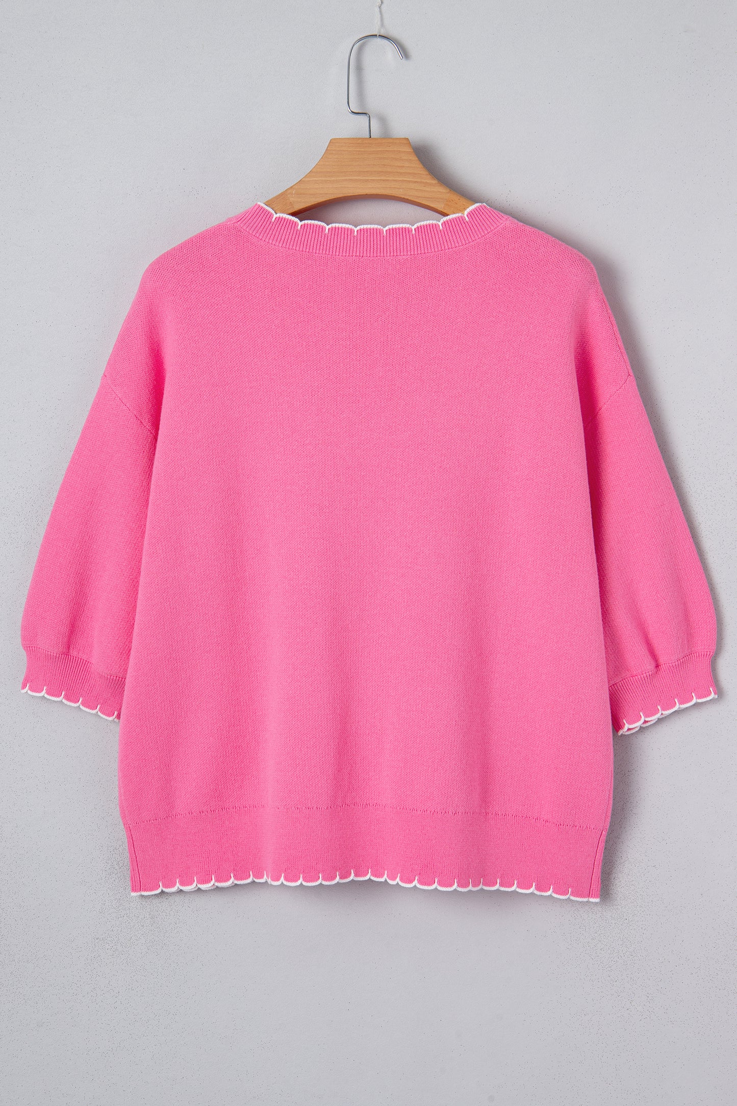Sachet Pink Big Ribbon Bow Print Contrast Stitch Trim Drop Shoulder Sweater-TOPS / DRESSES-[Adult]-[Female]-2022 Online Blue Zone Planet