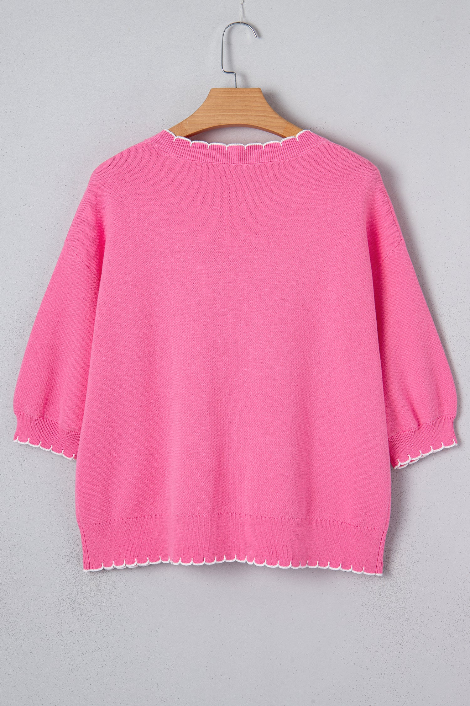 Sachet Pink Big Ribbon Bow Print Contrast Stitch Trim Drop Shoulder Sweater-TOPS / DRESSES-[Adult]-[Female]-2022 Online Blue Zone Planet