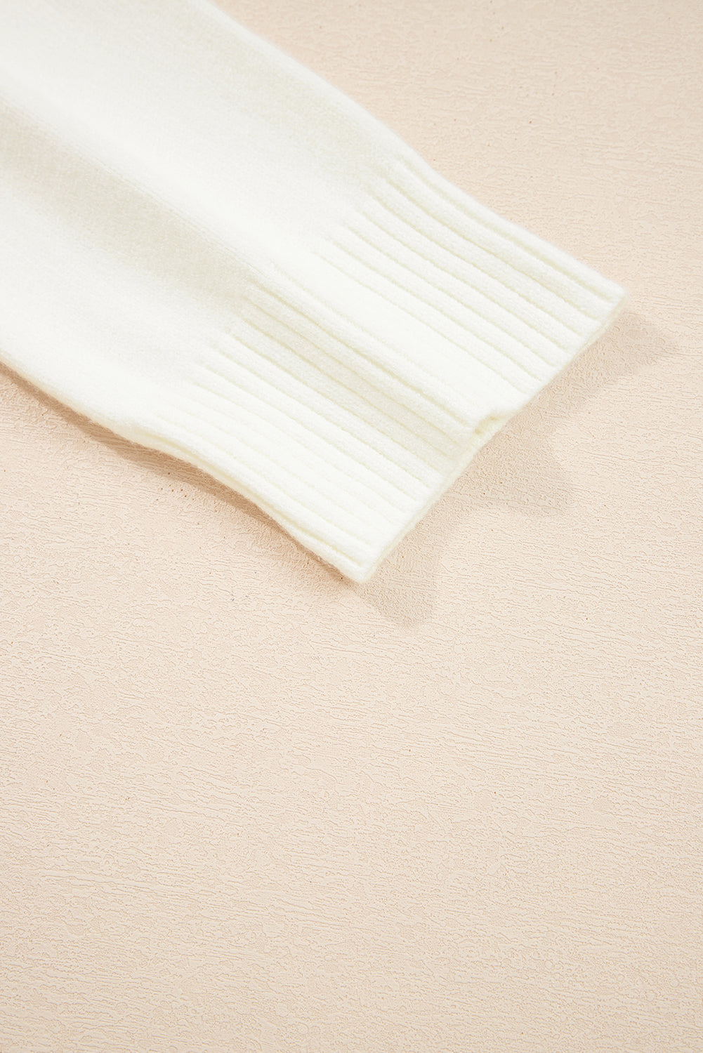 White Embroidered Flower Bouquet Ribbed Trim Loose Sweater-TOPS / DRESSES-[Adult]-[Female]-2022 Online Blue Zone Planet