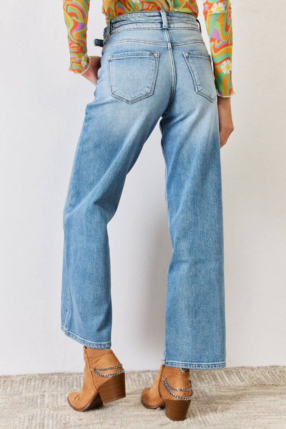 Kancan High Waist Wide Leg Jeans-BOTTOMS SIZES SMALL MEDIUM LARGE-[Adult]-[Female]-2022 Online Blue Zone Planet