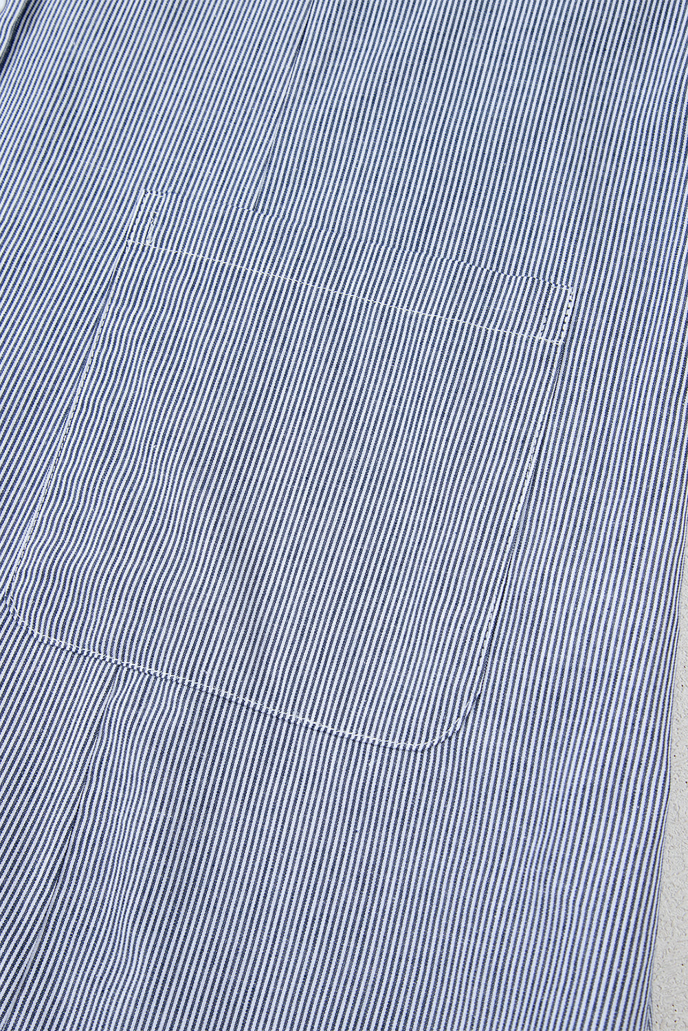 Blue Stripe Frilled Sleeveless Collar Front Pocket Button Up Mini Dress-TOPS / DRESSES-[Adult]-[Female]-2022 Online Blue Zone Planet