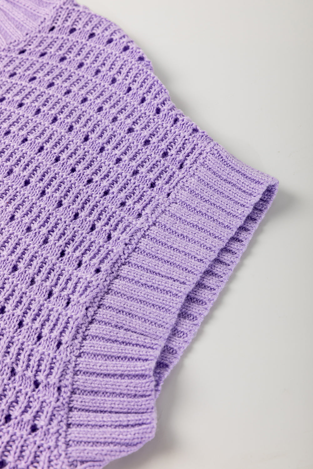 Lavendula Pointelle Knit Ribbed Trim Short Sleeve Sweater-TOPS / DRESSES-[Adult]-[Female]-2022 Online Blue Zone Planet