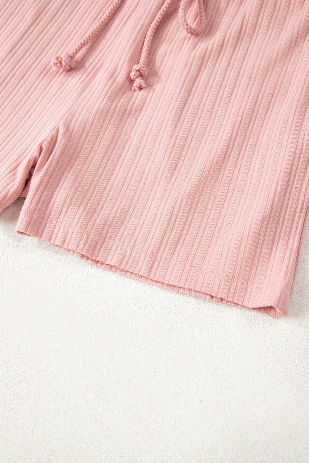 Gossamer Pink Ribbed Button V Neck Tank Top and Shorts Set-Two Piece Sets/Short Sets-[Adult]-[Female]-2022 Online Blue Zone Planet