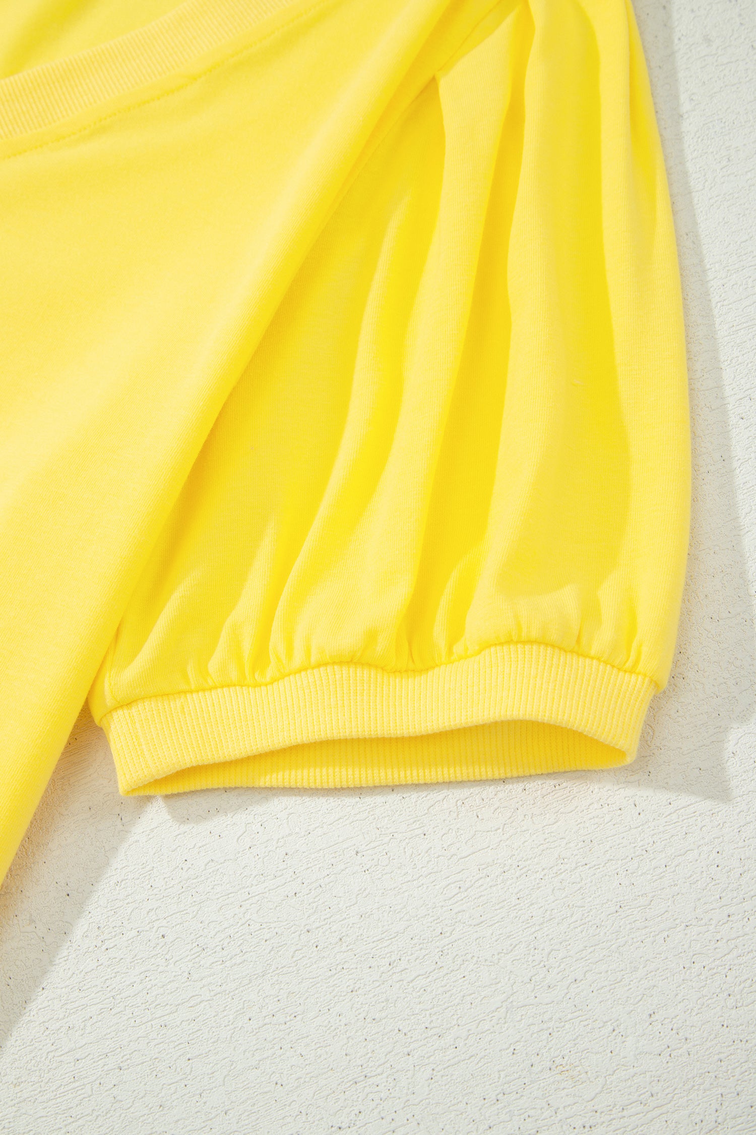 Yellow Solid Color V Neck Short Puff Sleeve Blouse-Tops/Blouses & Shirts-[Adult]-[Female]-2022 Online Blue Zone Planet
