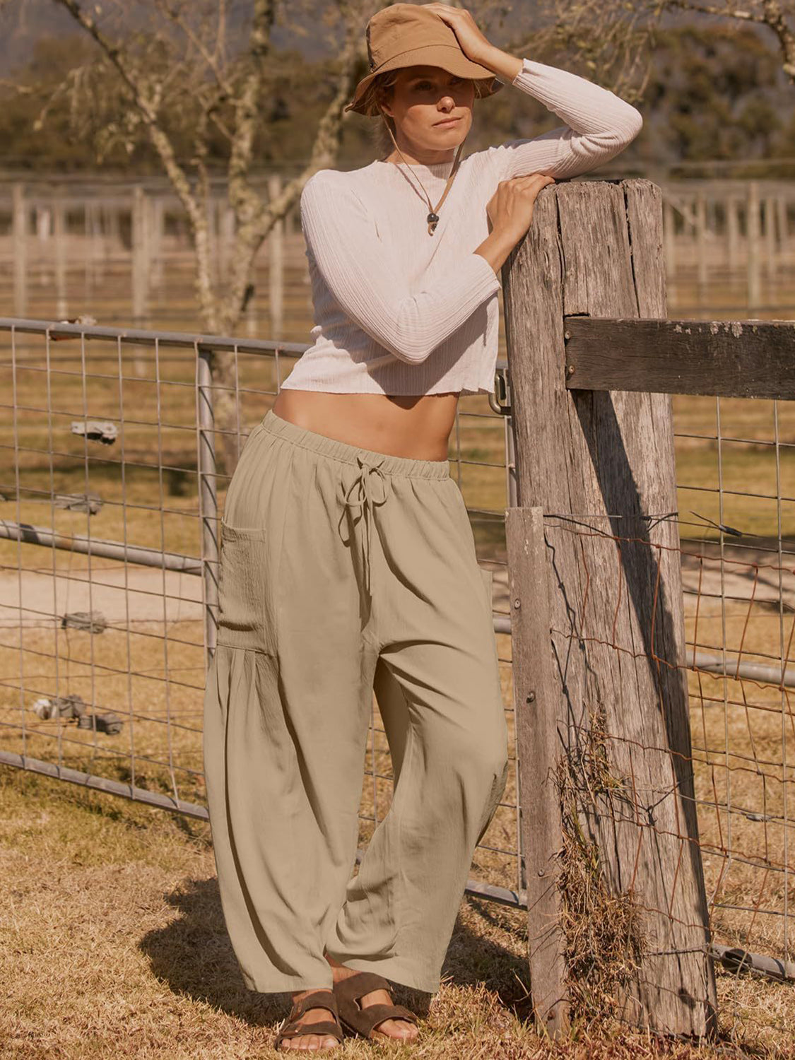 Full Size Wide Leg Pants with Pockets-BOTTOMS SIZES SMALL MEDIUM LARGE-[Adult]-[Female]-2022 Online Blue Zone Planet