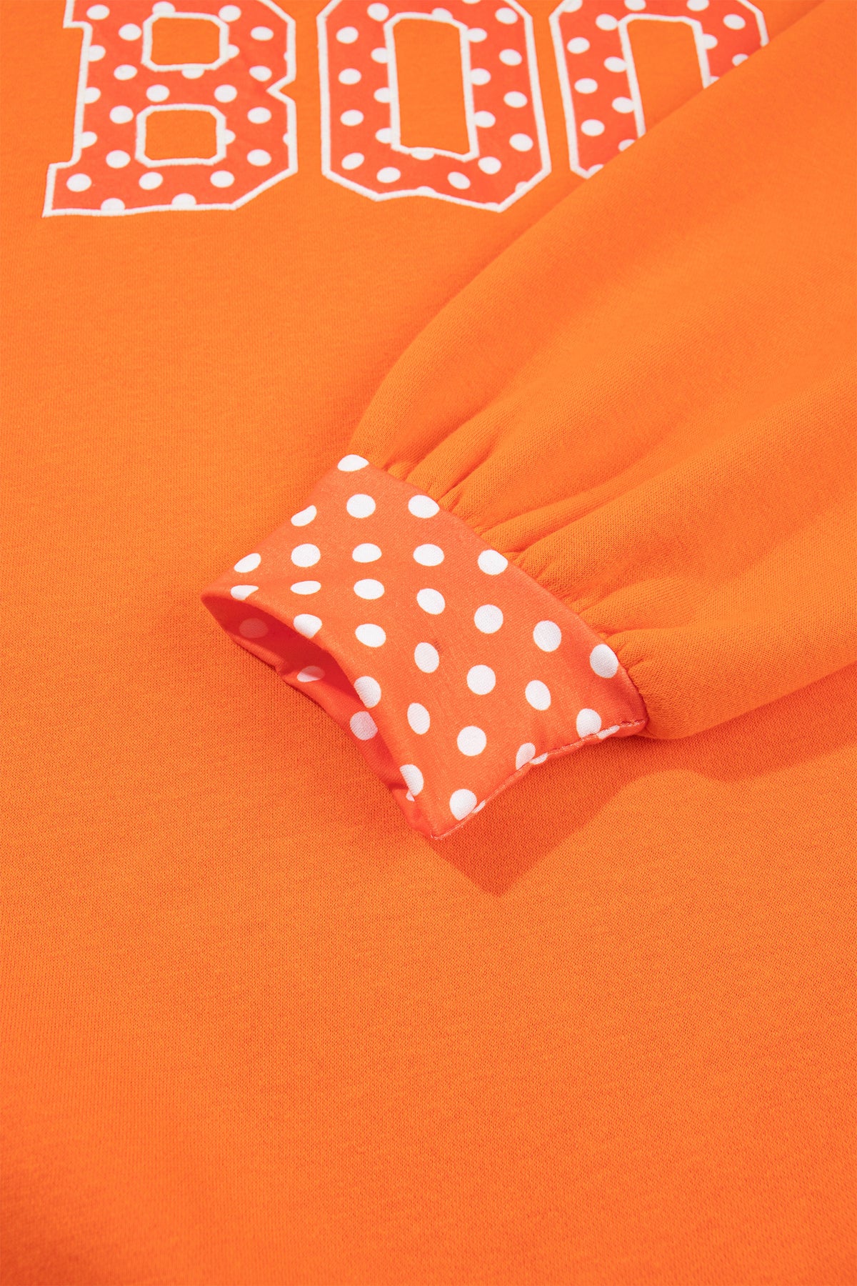 Grapefruit Orange Polka Dot Letter Print Contrast Trim Mock Neck Sweatshirt-Tops/Sweatshirts & Hoodies-[Adult]-[Female]-2022 Online Blue Zone Planet