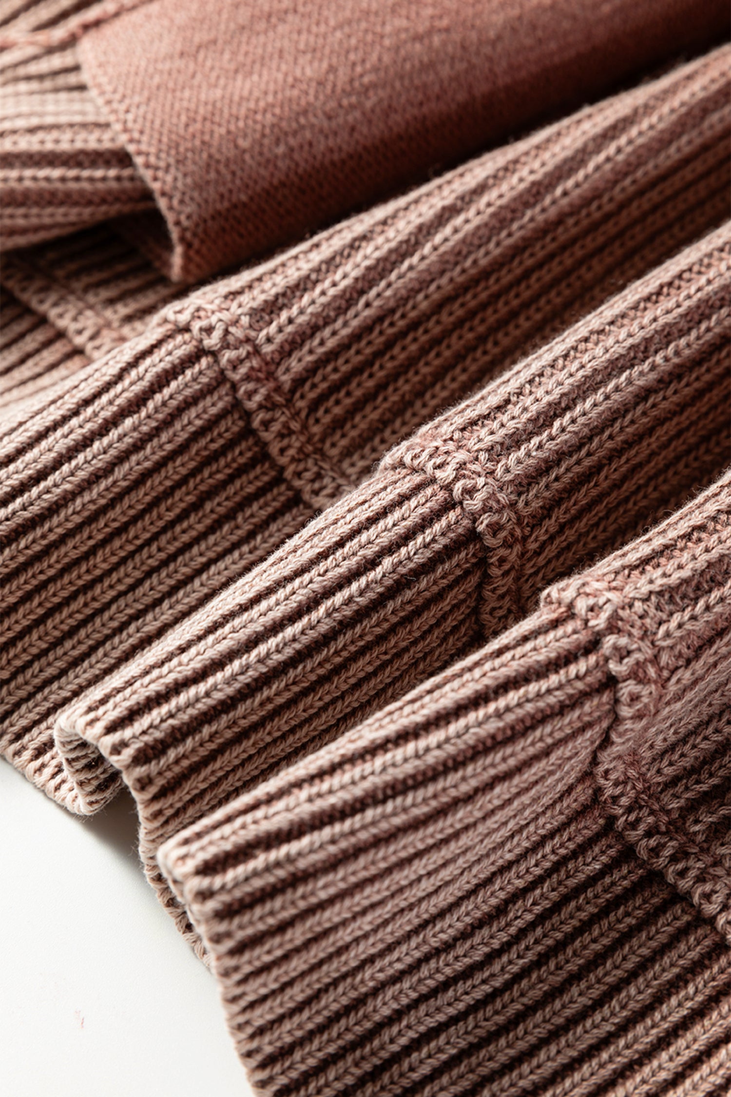 Chestnut Mineral Wash Exposed Seam Patchwork Knit Open Sweater Cardigan-TOPS / DRESSES-[Adult]-[Female]-2022 Online Blue Zone Planet