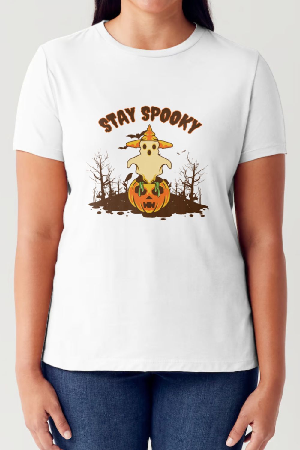 Simply Love Full Size STAY SPOOKY Graphic Round Neck Short Sleeve Tubular T-Shirt-TOPS / DRESSES-[Adult]-[Female]-White-S-2022 Online Blue Zone Planet