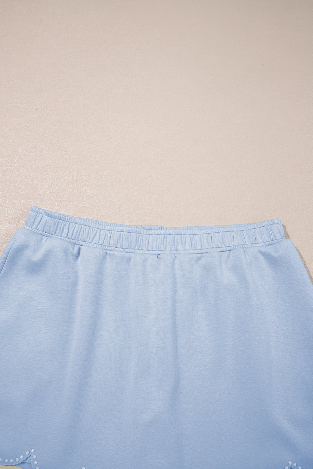 Beau Blue Puff Sleeve Pearl Embellished Scallop Trim Top 2 Piece Skort Set-Two Piece Sets/Two Piece Dresses-[Adult]-[Female]-2022 Online Blue Zone Planet