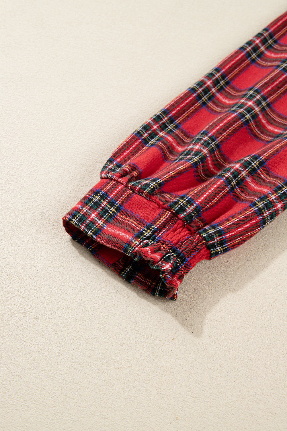 Red Christmas Plaid V Neck 3/4 Sleeve Tie Waist Ruffle Hem Long Dress-TOPS / DRESSES-[Adult]-[Female]-2022 Online Blue Zone Planet