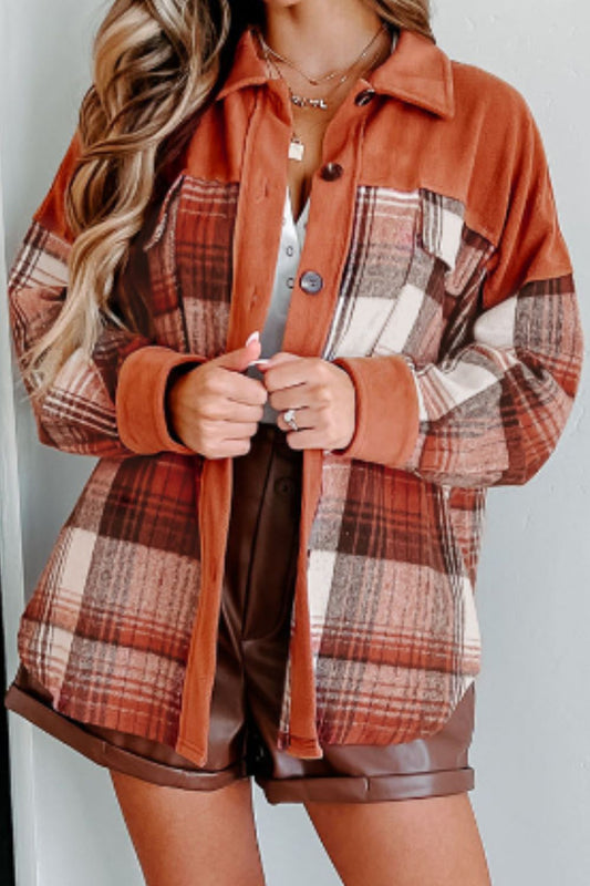 Blue Zone Planet | Plaid Button Up Long Sleeve Jacket-TOPS / DRESSES-[Adult]-[Female]-2022 Online Blue Zone Planet