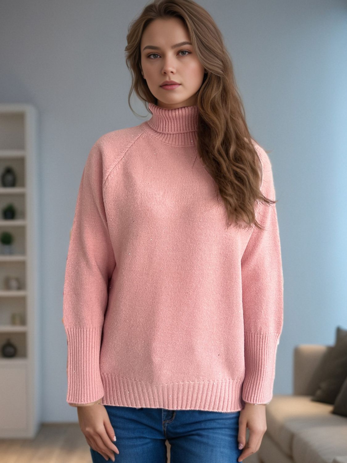 Blue Zone Planet | Turtleneck Raglan Sleeve Sweater-TOPS / DRESSES-[Adult]-[Female]-2022 Online Blue Zone Planet