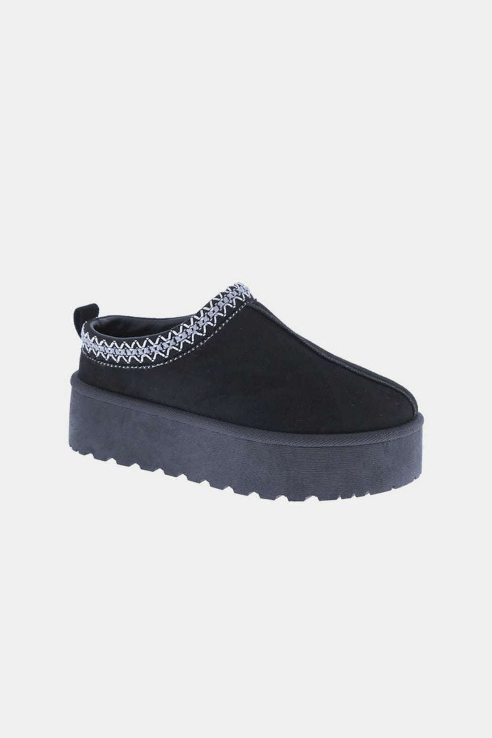 Blue Zone Planet | Weeboo Platform Embroidered Trim Slip-On Boots-SHOES-[Adult]-[Female]-Black-6.5-2022 Online Blue Zone Planet