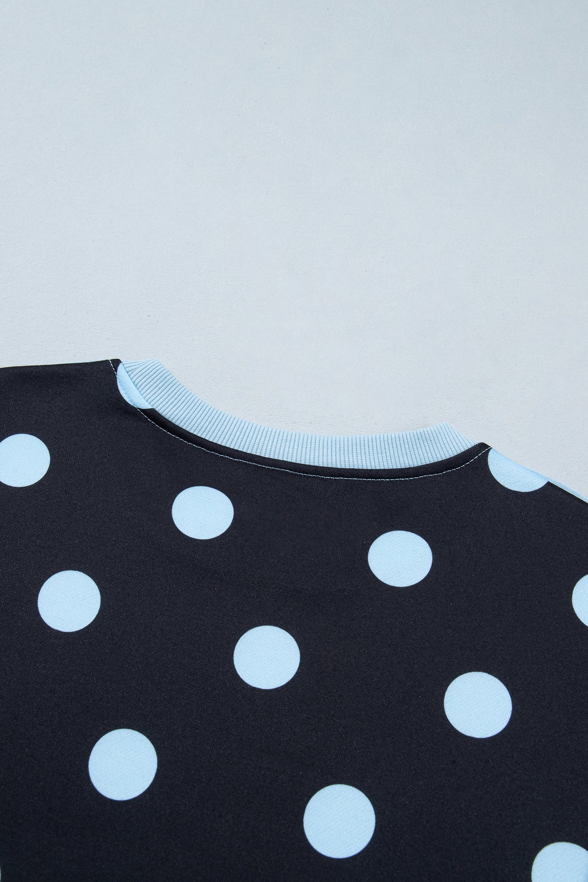White Polka Dot Contrast Patchwork Round Neck Baggy Sweatshirt-Tops/Sweatshirts & Hoodies-[Adult]-[Female]-2022 Online Blue Zone Planet