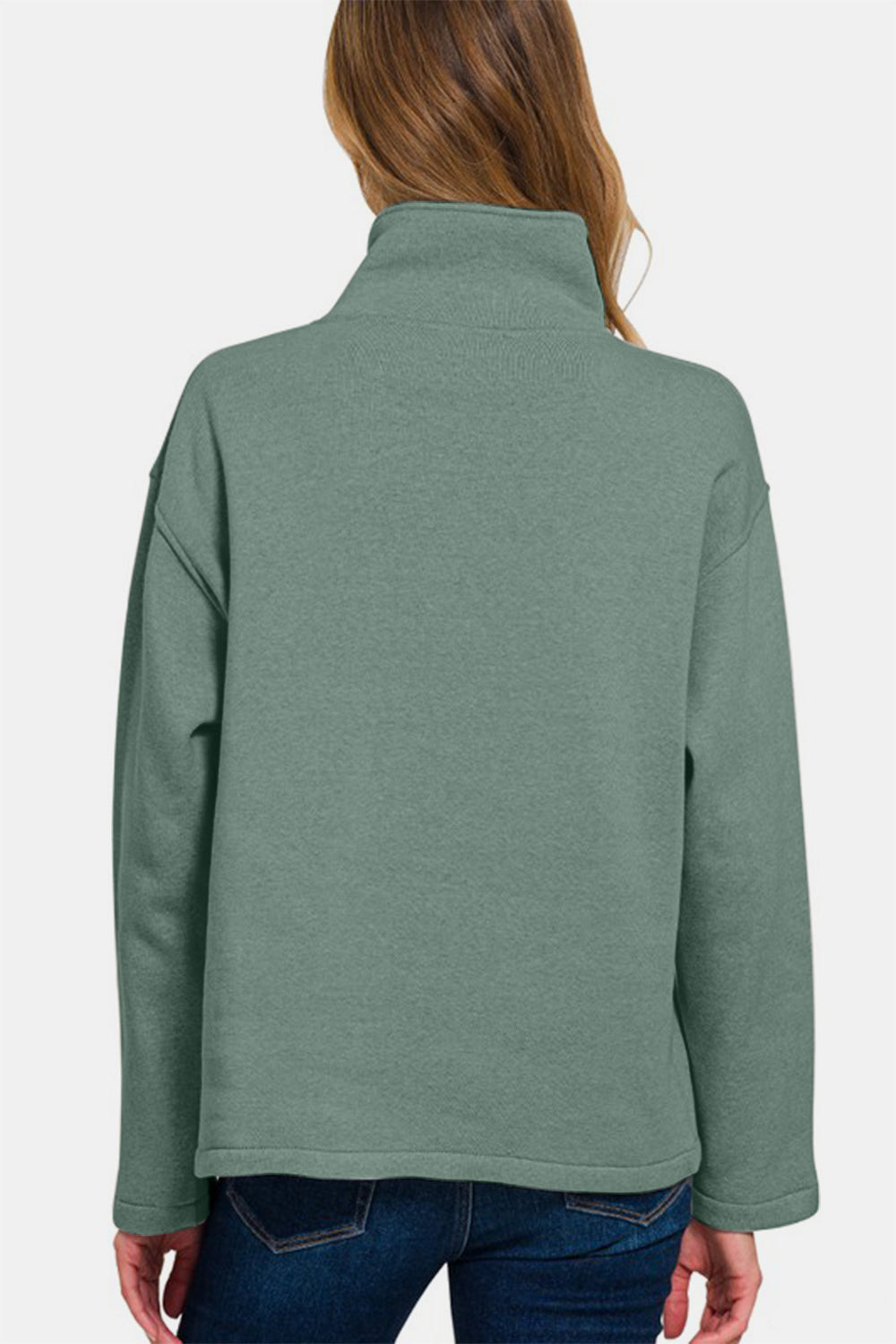 Blue Zone Planet | Zenana Turtleneck Half Snap Fleece Sweatshirt-TOPS / DRESSES-[Adult]-[Female]-2022 Online Blue Zone Planet