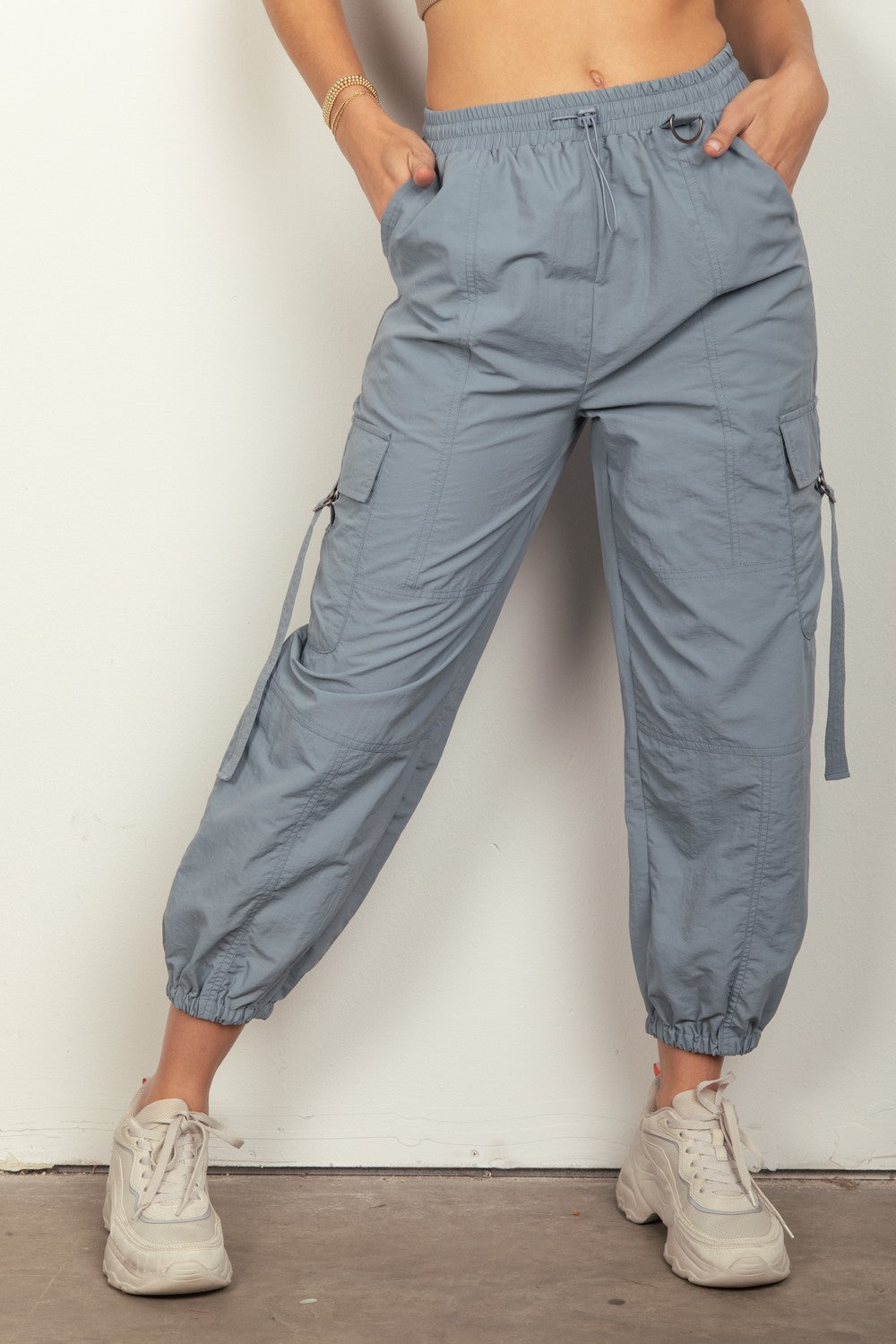 Blue Zone Planet | VERY J Elastic Waist Woven Cargo Pants-TOPS / DRESSES-[Adult]-[Female]-Denim-S-2022 Online Blue Zone Planet