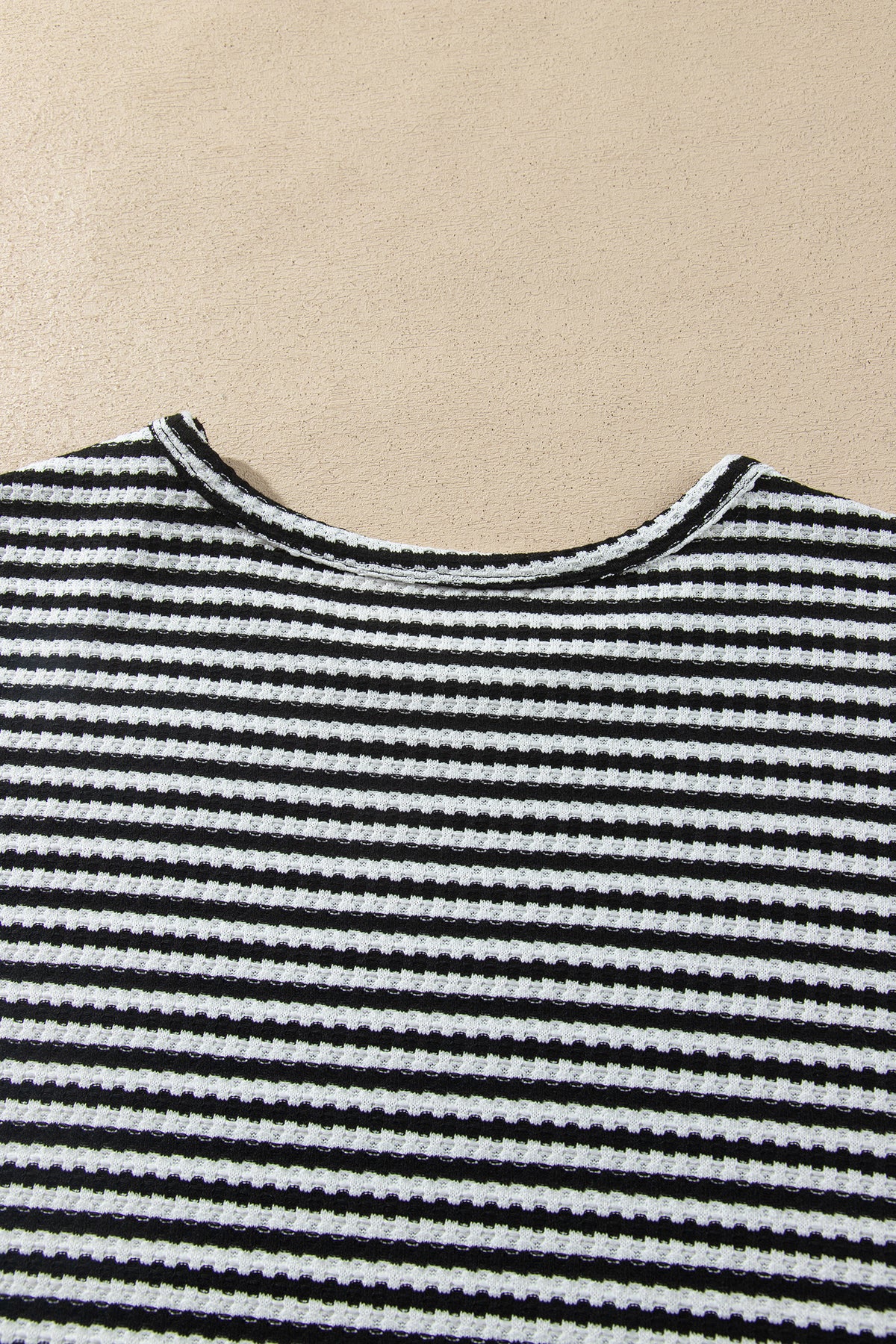 Brown Stripe Textured Knit Long Sleeve Top Elastic Waist Shorts Casual Outfit-Two Piece Sets/Short Sets-[Adult]-[Female]-2022 Online Blue Zone Planet